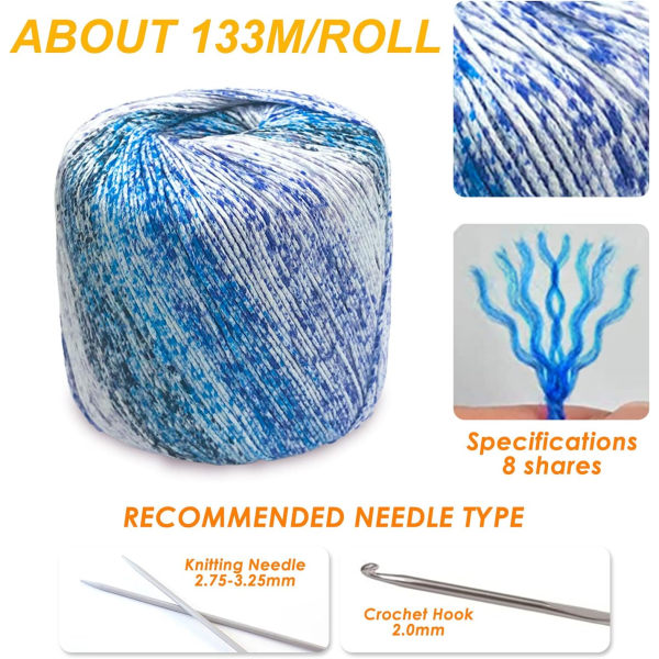 Kugler af bomuld strikke hæklet garn - blå, tyk multicolor co
