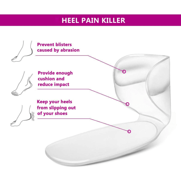 Hælgreb, silikone sko-puder til høje hæle til sko der