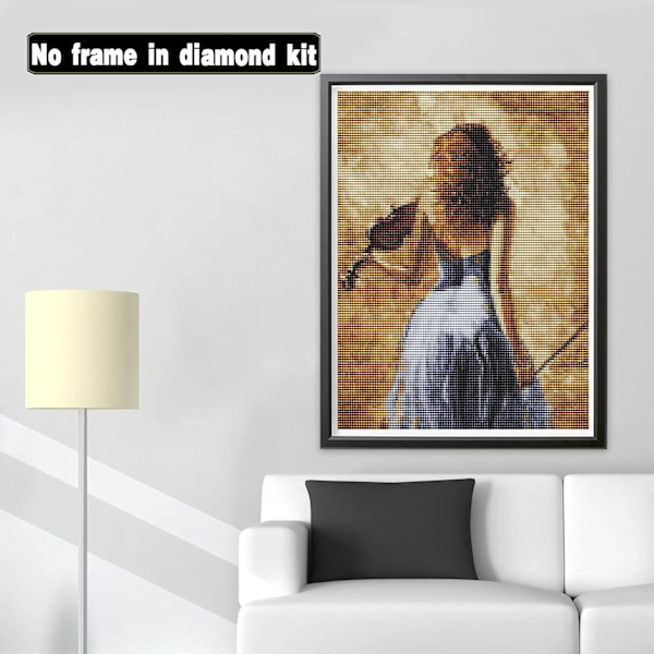 30x40cm 5D Diamantmålning Set för Barn - Violin Kvinna, Diamant E