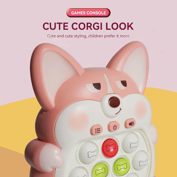 (Corgi Pink) Lysende Pop Fidget Sensorisk Legetøj Håndholdt Spil, Push Bubble Pop Puslespil Ma