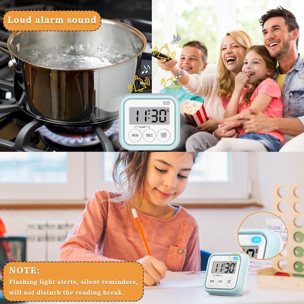 2 Stk. Blå Timer, Kjøkkentimer, Matlaging Klasseromstimer, Magnetisk Digital Timer for Barn og Lærere