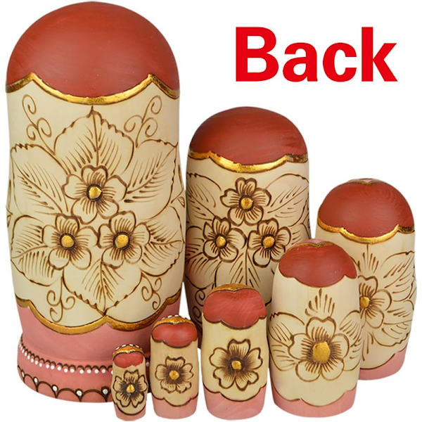 7 delar, Nesting Dolls Matryoshka Rysska dockor i trä