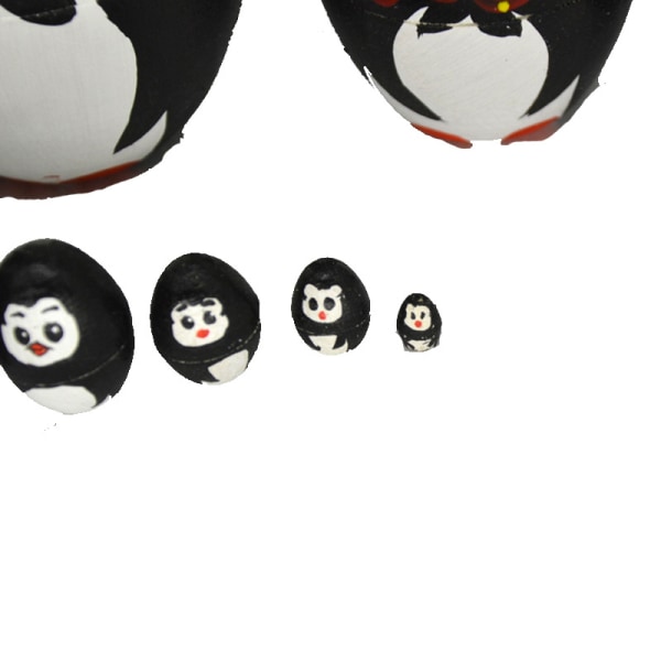 10 st Söta Pingvinägg Nesting Dolls Handgjorda Träddockor för Barn