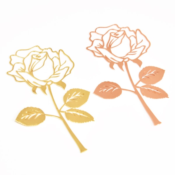 DIY kreativa rosblomma bokmärken roséguld + guld 2st