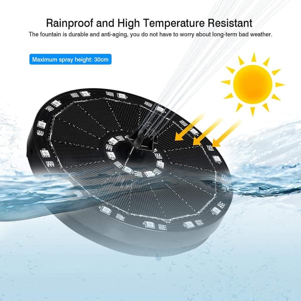 Solarfontene 3W Solardamspumpe med LED-lys for utendørs hage