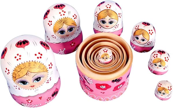 7-delad Nesting Doll Set, Ryska Matrjosjka-dockor