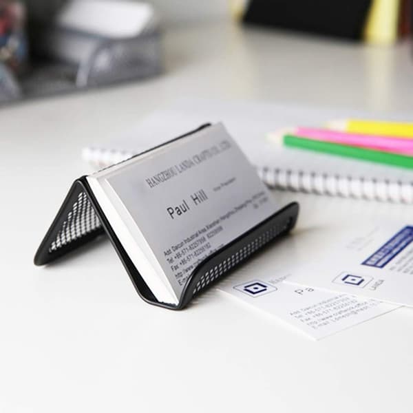 Visitkort Holder, Metal Mesh Solid Farve Kold Hul Business