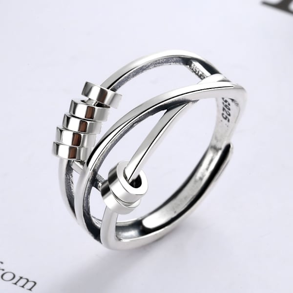 Ring S925 Sterling Silver Mode Temperament Kvinna Tre Ringar