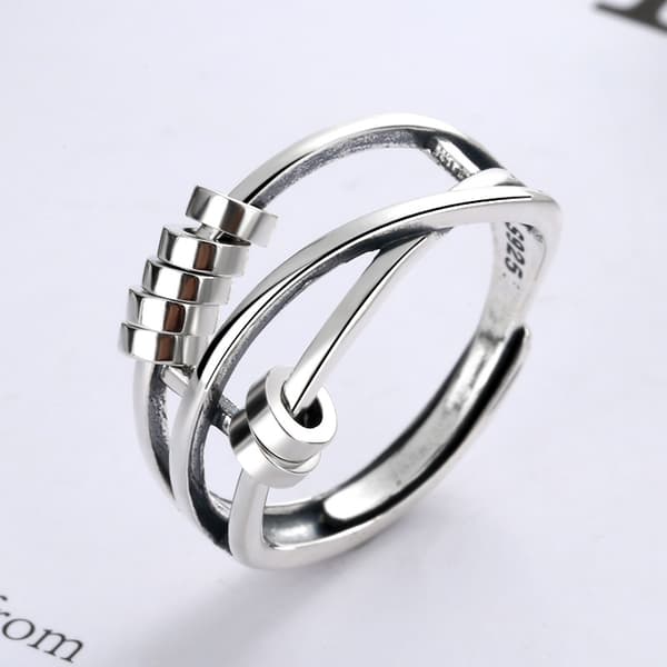 Ring S925 Sterling Sølv Mote Temperament Kvinnelig Tre Ringer