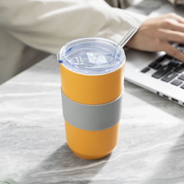 Tumbler med sugrör och lock 20oz Resemugg Isolerad Keramisk Kopp