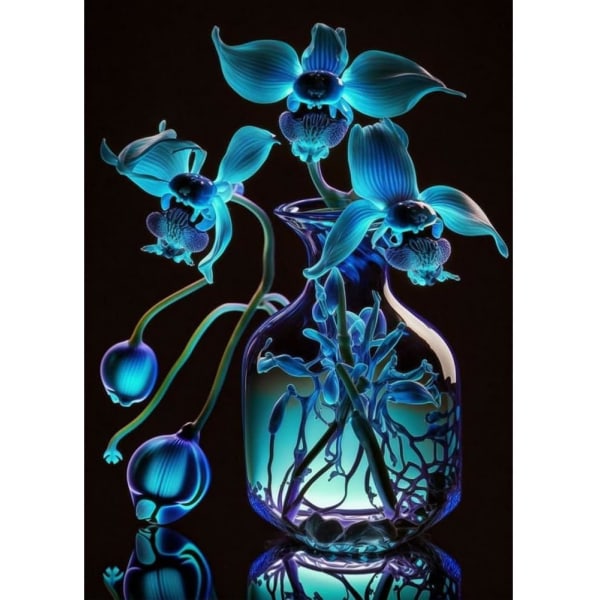 (30x40 cm - Glow-in-the-mørke blomster A) 5D diamantmaleriet Ro