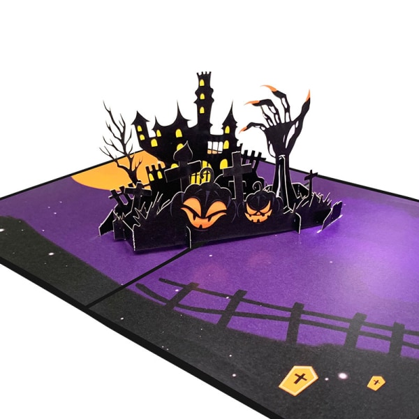 5kpl 3D Halloween-onnittelukortti Väritulostus Pumpkin Haunted Ho
