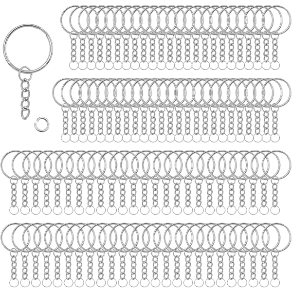 100 stykker 25 mm nøglering fastgørelsessæt Kæde rustfrit stål Rin