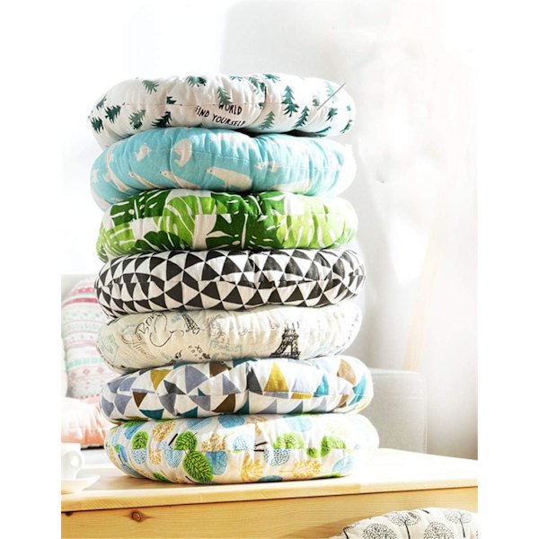 Set med 2 stolsdynor (40 x 450 cm - bladversion), rund stol