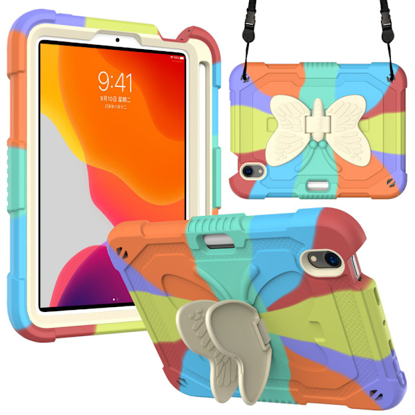 Tablet Cover til iPad Mini 6 med Penholder Rød med Støttestativ og Skulderrem