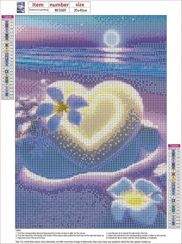 (12x16 tommer, Hjerteform - E) 5D Diamantmaleri Strand Sæt til