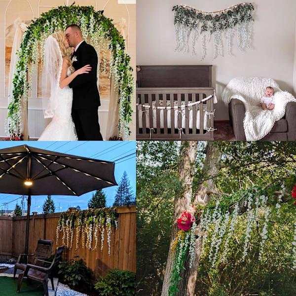 12 st Vit Konstgjorda Blommor Konstgjorda Wisteria Heminredning