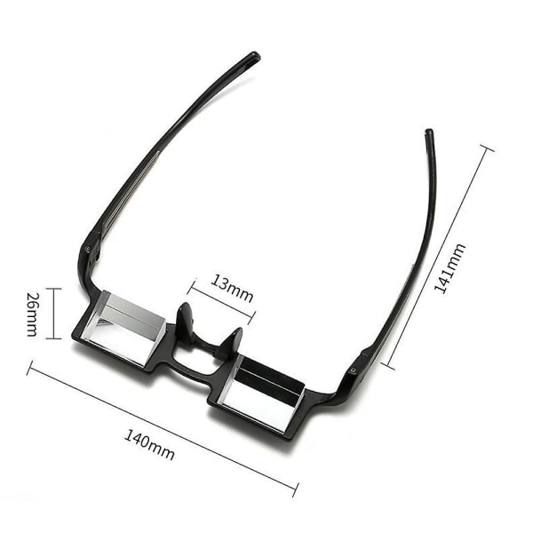 Lätta att använda horisontella Lazy Glasses, Sängläsningsglasögon med prisma, Svart