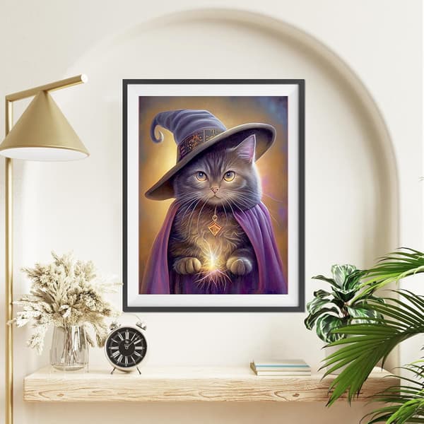 Kat Diamantmaleri Sæt til Voksne, 30x40cm 5D Magic Cat Diamant