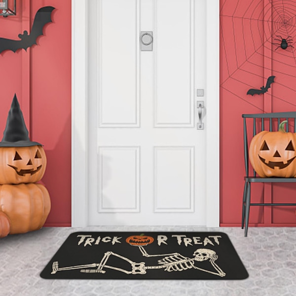 Halloween Pääkallo Ovimatto (50*80cm) Karkki vai Kepponen Ovimatto Liukumaton Halloween Sisustus Kumiset Tervetuloamatot