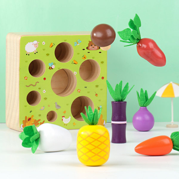 Puinen Farmin Sadonkorjuupeli Montessori-lelu, Varhaisen Oppimisen Lelut Pojille ja Tytöille