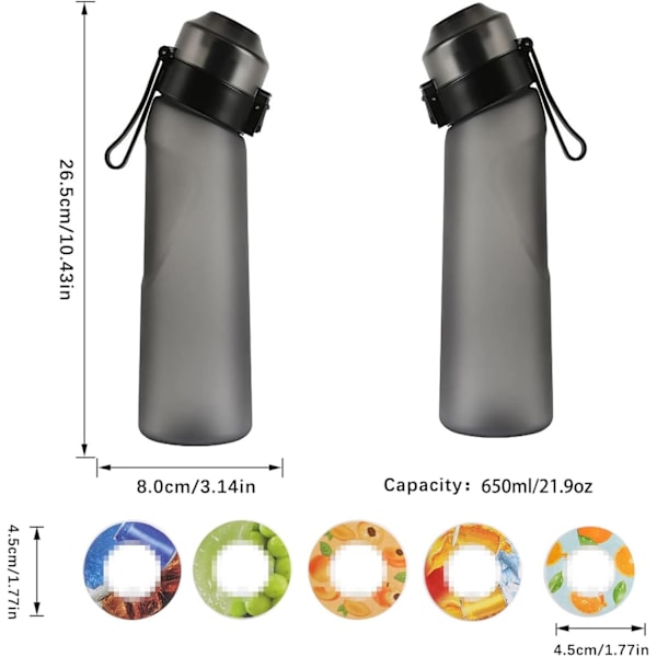 Svart Air Vattenflaska med Smak Pod 650ML Smak Vattenflaska Startset Frukt Doft Vatten C