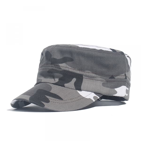 (Grå) Militærhat Cadet Hatte til Mænd Cadet Army Cap Basic Hverdag Militær Stil Hat Camo Army Cap Klassisk Camouflage Cap