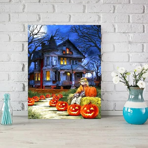 Halloween Diamantmaleri Sæt til Voksne 30x40cm, Græskar Rhinestones