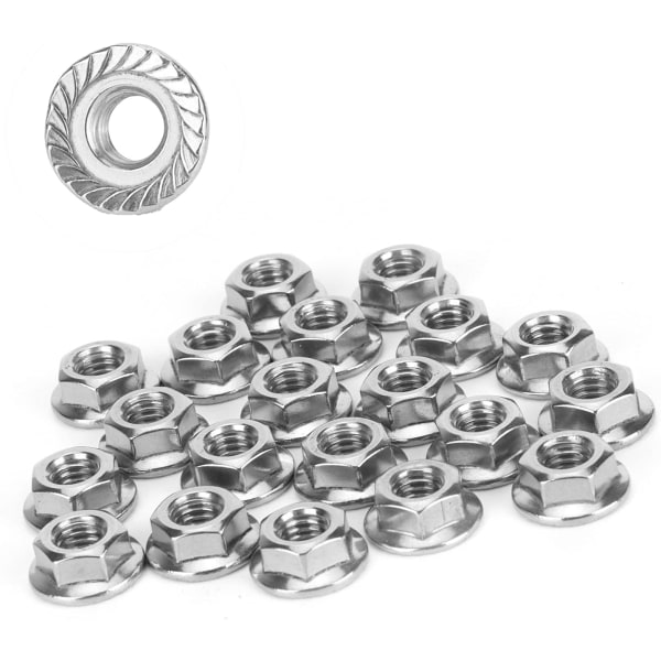 25 st 304 Rostfritt Stål Flänsmutter M6 Hexmutter med Transparent