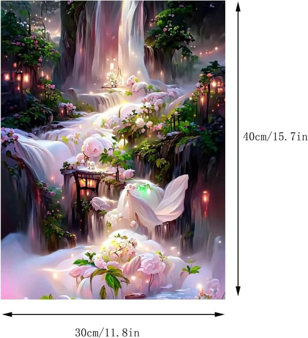 (30×40cm Blomsterfoss) 5D Krystall Rhinestone Maleri, Diamant