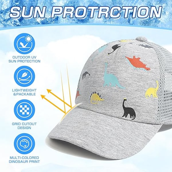 1 stk., baseballcaps for småbarn, babyhatt, solhatt, trykt dinosaurmønster, ensfarget hatt for barn