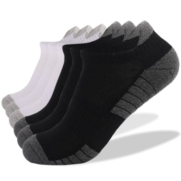 Sex par svarta, vita (43 - 46) strumpor herr, låga sockor för damer