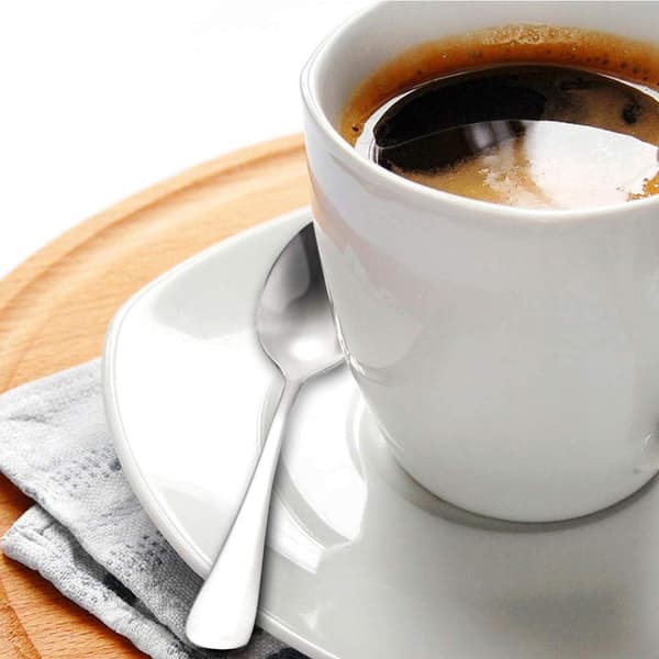 Sett med 10 teskjeer, espresso kaffe dessert i rustfritt stål