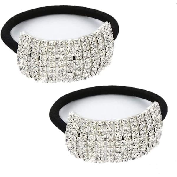 2 Pakning Hårbånd Rhinestone Hårstrikker Elastiske Krystall Hårstrikker Smykker Hårtau Glitrende Po