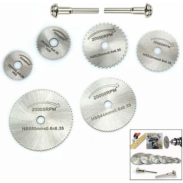 Set med 8 Mini Diamantkapskivor, HSS Runda Träskärande Sågblad