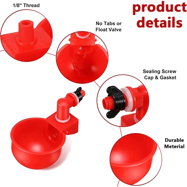 6st Automatiska tillbehör Höns Vattenskål koppar Plastskål, Poul