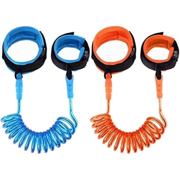 Anti-förlust handledsband, Anti-förlust handledsband, 1,5M 2 st (Blå & Orange)