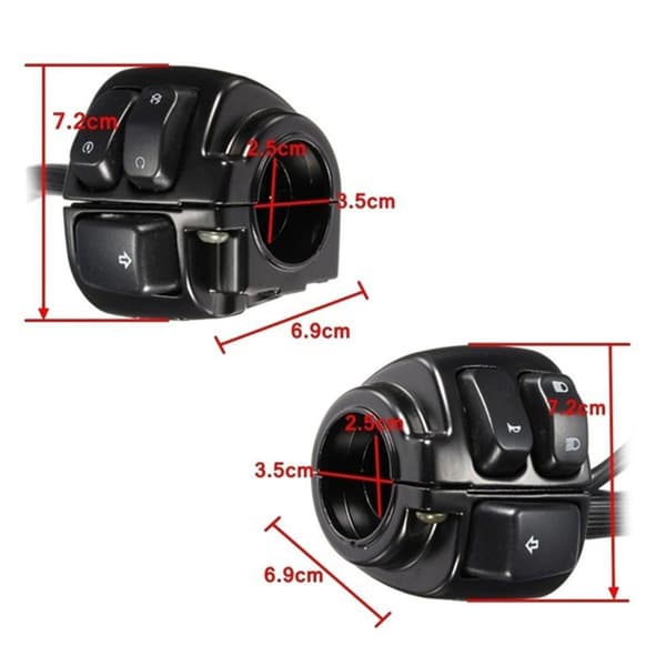 Set MC Horn Blinkers Strålkastare Svart Hus Switch 2