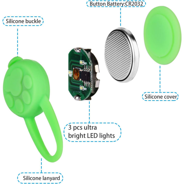 5 kpl LED-vilkkuvaloriipus, LED silikoninen kaulapanta lemmikki