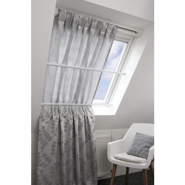 Gardinstång, Vit, Längd 50-90 cm, Metallstång, Utsträckbar