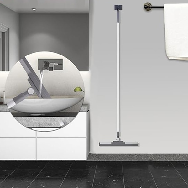 Gulvmopp 35 cm - 136 cm Håndtak - Dusjmopp - Gulvmopp Med Håndtak - Dusjmopp - Grå