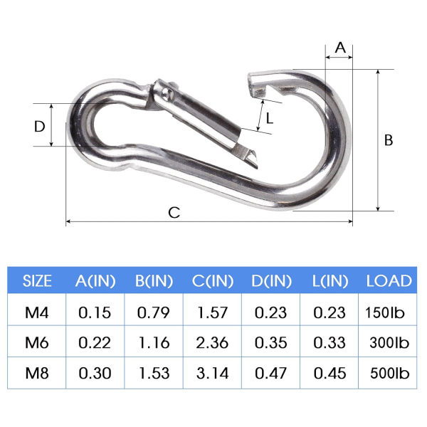 8 Pack Steel Karabiinit - Heavy Duty Quick Link avaimenperä, metalli Ca