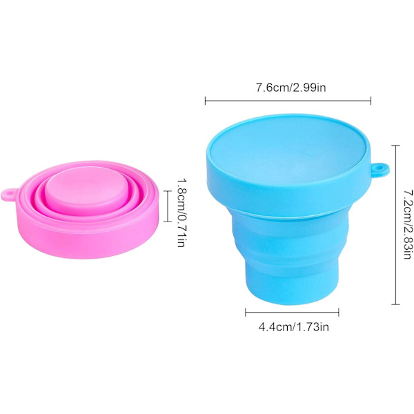 Hopfällbar Vattenkopp Mugg, Set om 4 Resa Campingmugg med Lock,