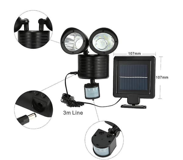 Udendørs Solcellelampe 22 LED'er Udendørs LED-Overlysspot med Bevægelsessensor