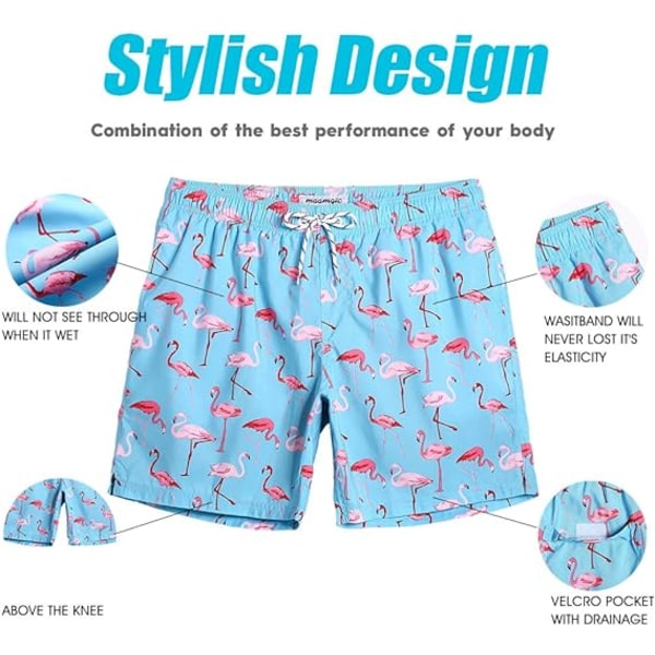 Baddräkt för män, simshorts, klassisk tropisk design för sommaren
