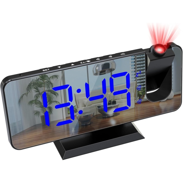 (BLUE Text)Ceiling Projector Alarm Clock, Ceiling Projection Alar