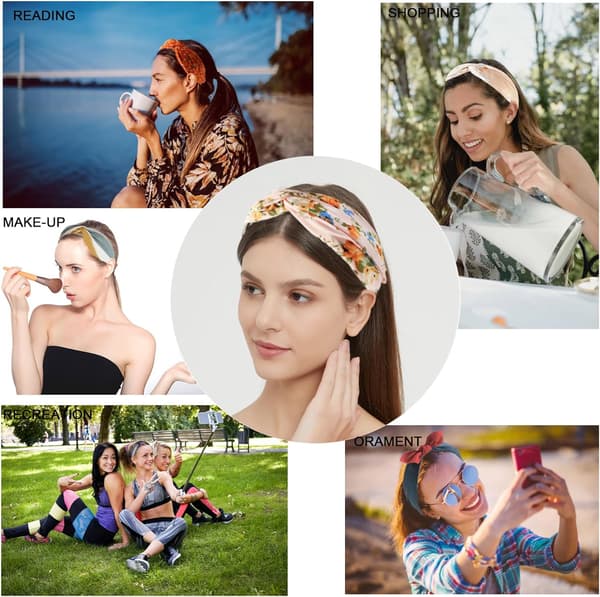 (Rose) 3 stk. hårbøjler til kvinder Boho Wrap Tie Mode Hårbånd Elastisk Twist Hår