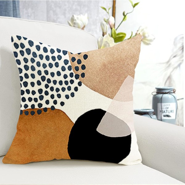45 x 45 4-delad set linnekuddfodral modern boho kudde soffkudde abstrakt mönster soffa sovrum