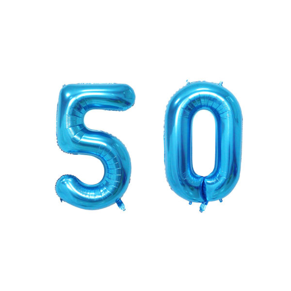 40 tommer store folieblå fødselsdagsnummerballoner 50. Happy Birthd