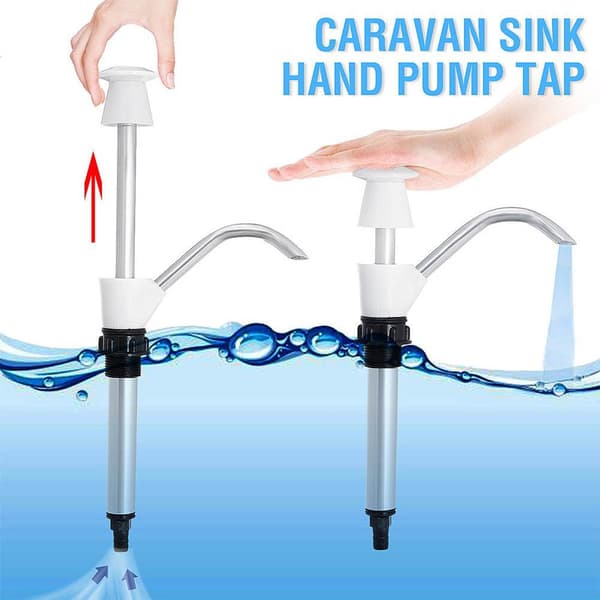 Vannhåndpumpekran for campingvognvask, dobbeltvirkende vaskekran, camping